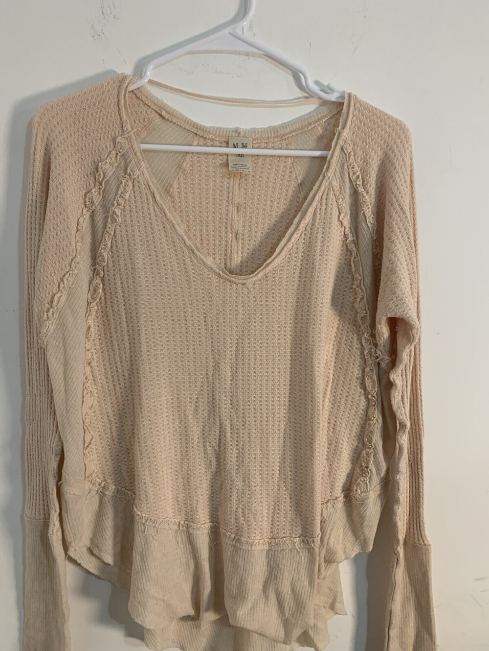 Free People We The Free XS Catalina Waffle Knit Oversized Lng Sleeve Thermal Top